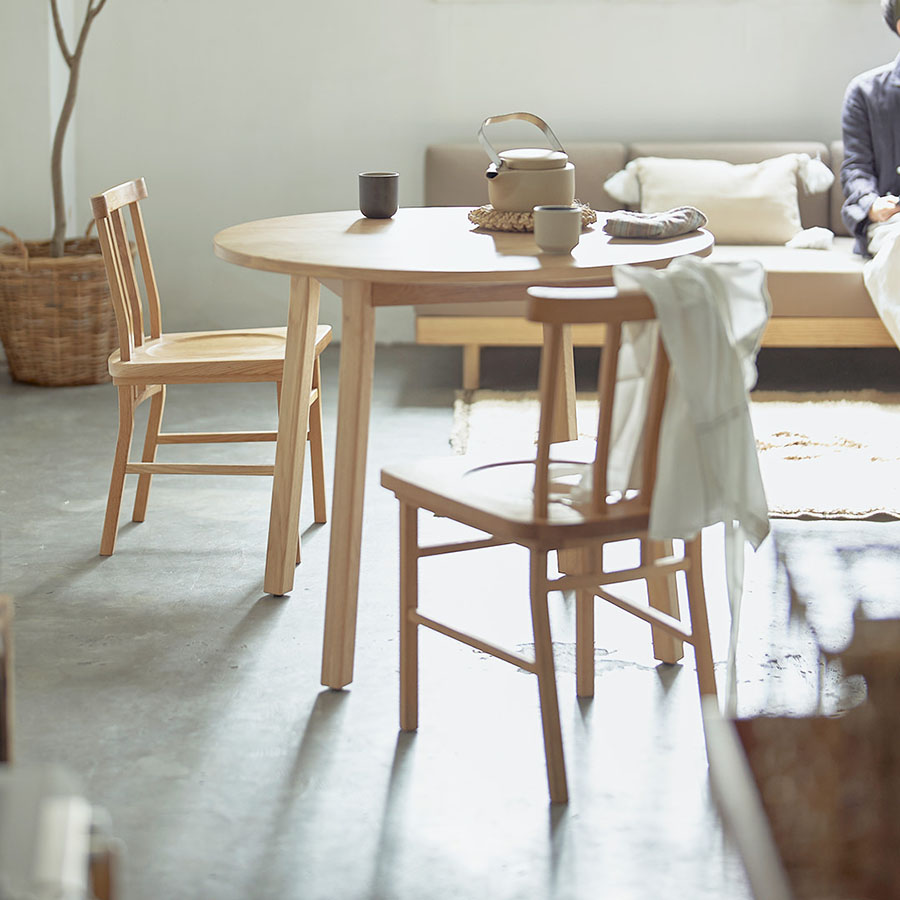 SIEVE マージ ダイニングテーブル ラウンド 90 3点セット 2人掛け