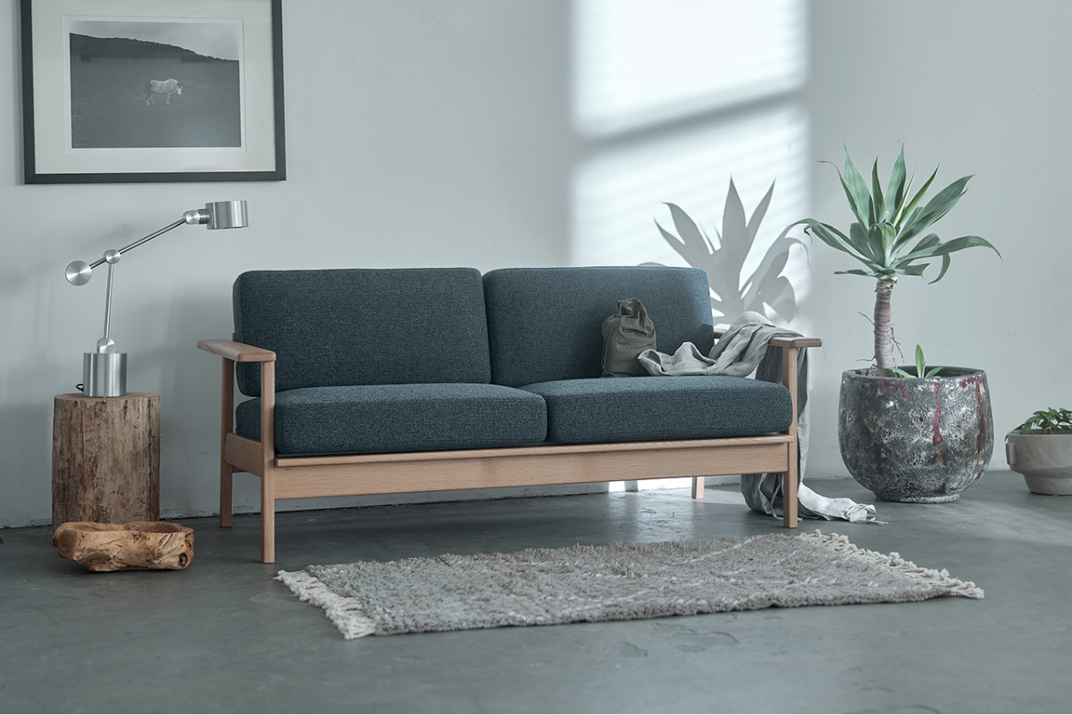 個性的な木製フレームのソファ SIEVE パート ソファ 1人掛け ベージュ