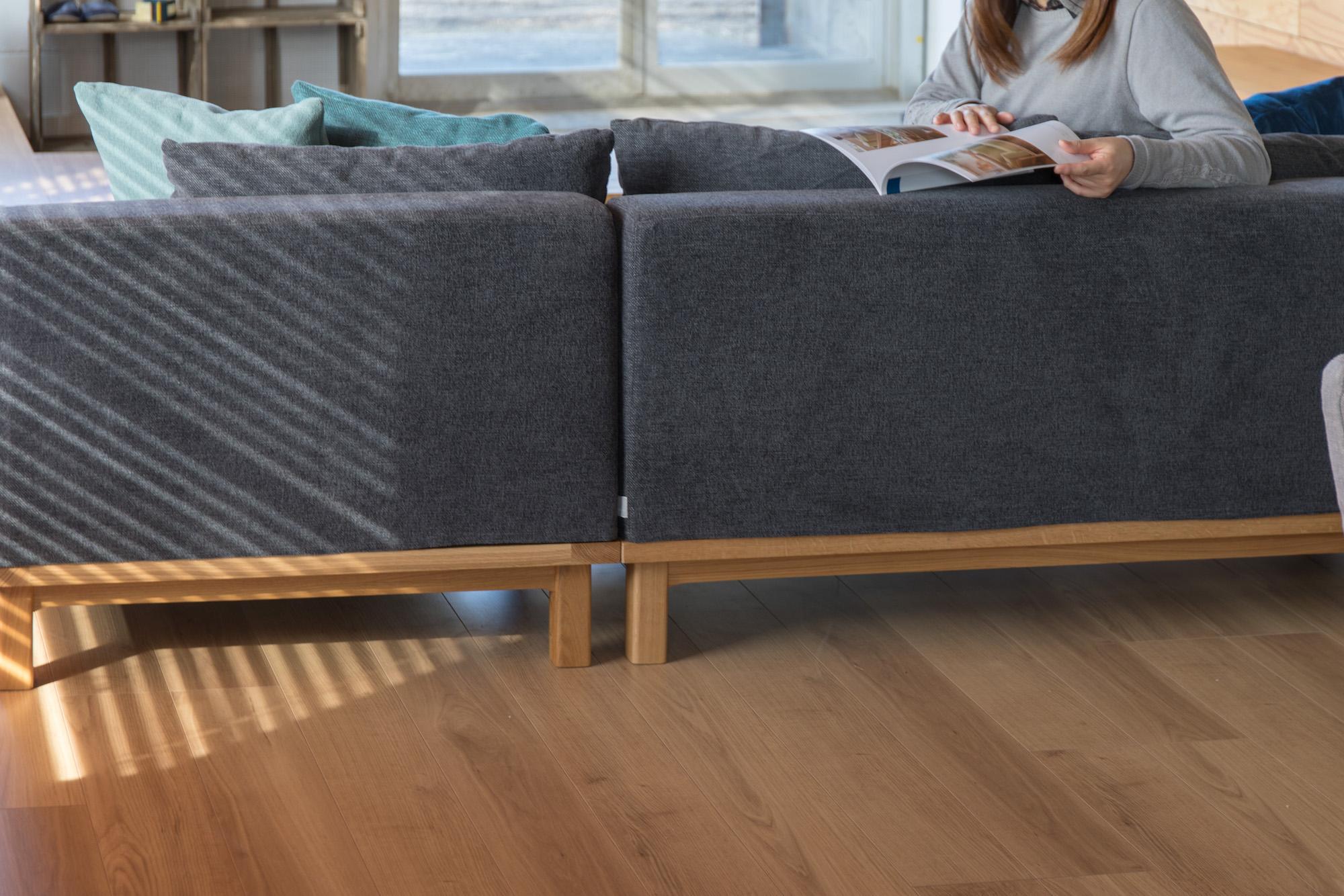 背面から見てもスッキリデザイン SIEVE レクトユニット ソファ ロング/グレー