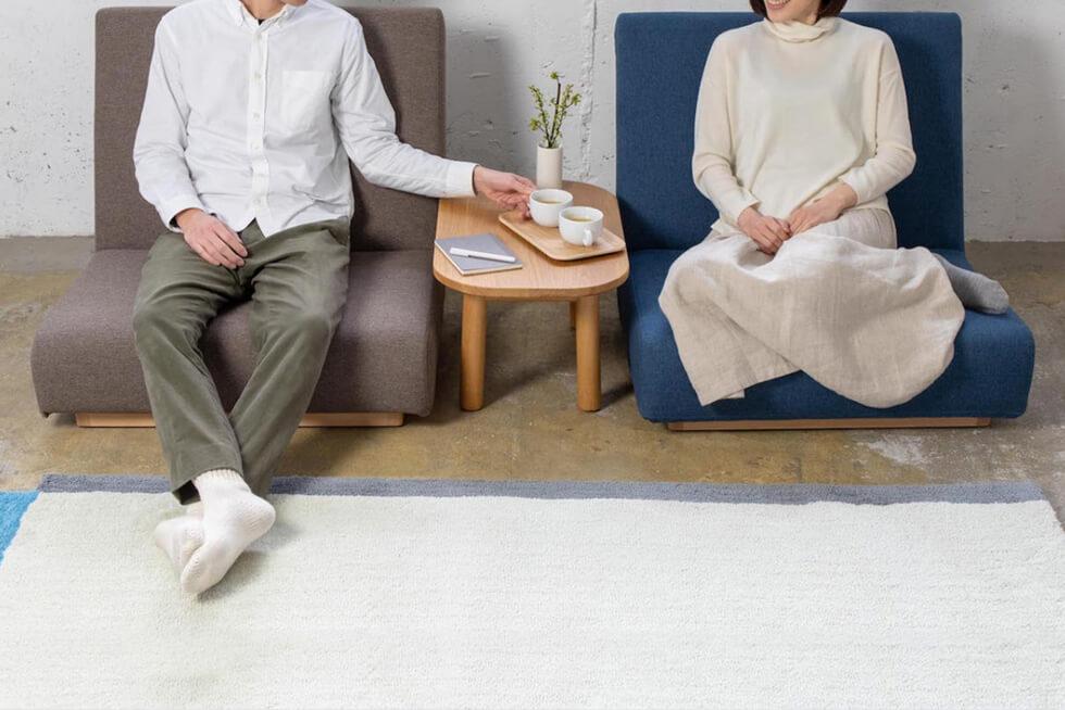 床に近い安心感 SIEVE フォームローソファ 2人掛け ブルー