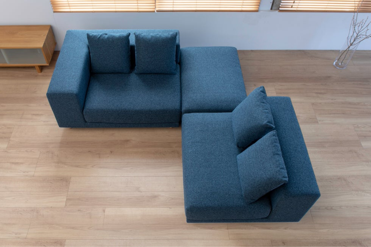 レイアウトしやすいデザイン SIEVE スナグユニットソファ オットマン ブルー