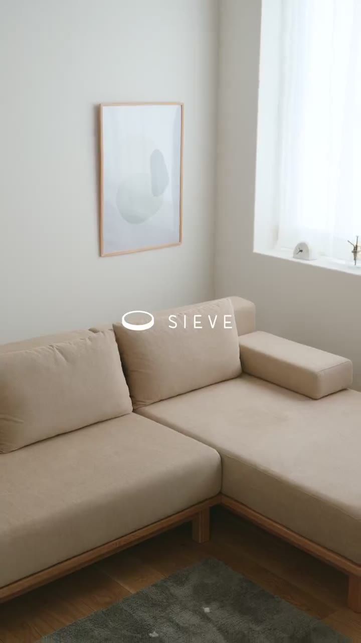 SIEVE】レクト ユニットソファ ワイド ブラウンフレーム(ベージュ